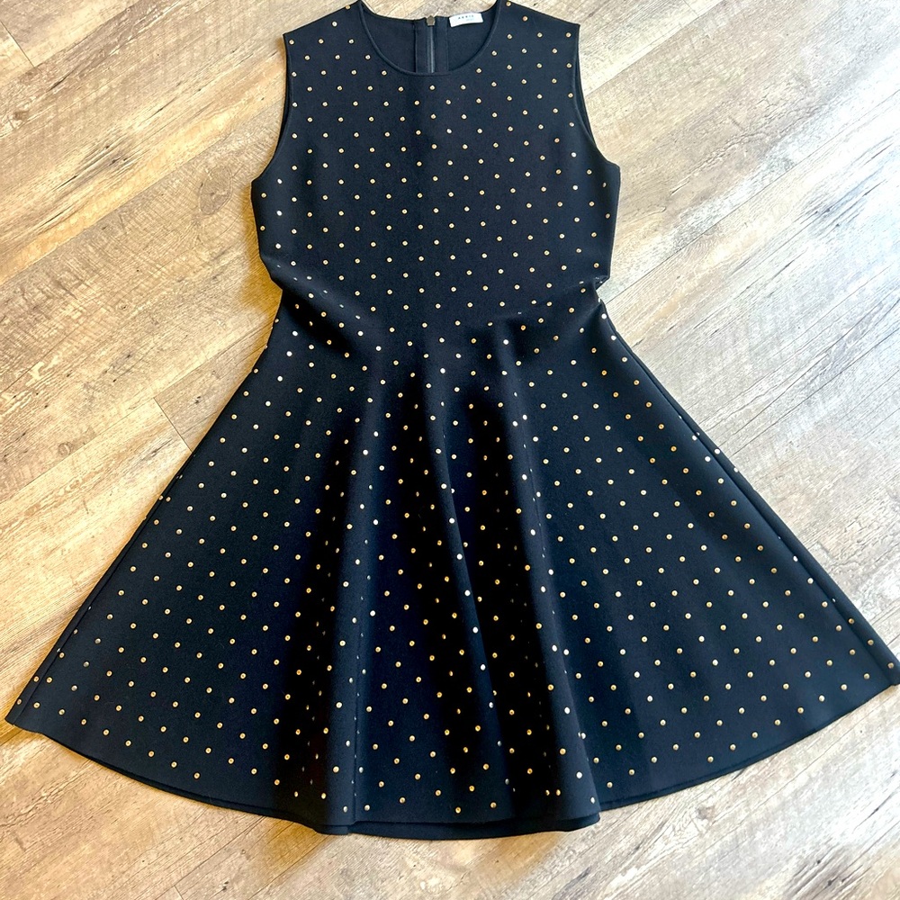 🖤 Akris Punto Black Dress w/ Gold Detail | Size L | Knee-Length